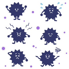 色々な表情のばい菌 ウィルス キャラクター