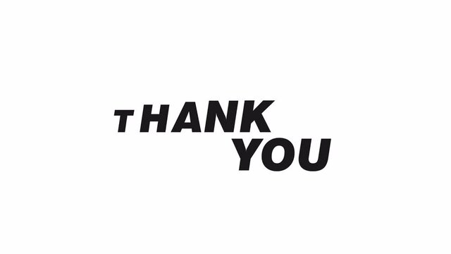 Thank you smooth text animation in white background, feedback text on 4K resolution