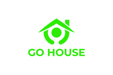 Go House Logo Design template modern green circle