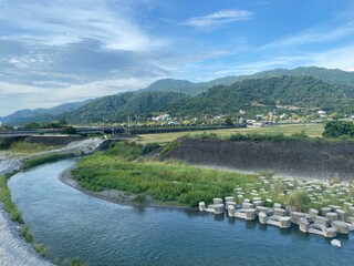 landscape with lake and mountains