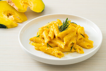 penne pasta with butternut pumpkin creamy sauce
