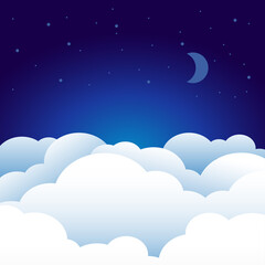 Fototapeta na wymiar Night sky with cloud vector wallpaper background