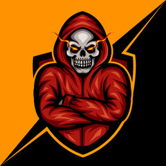  hooded skull, mascot esports logo vector illustration