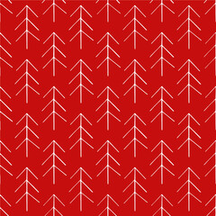 Christmas trees seamless pattern hand drawn doodle. vector, scandinavian, nordic, minimalism. textiles, wrapping paper, wallpaper. winter, forest, christmas.