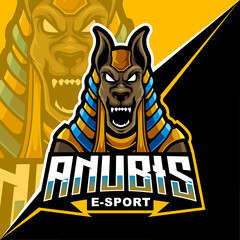 anubis mascot for sports and esports logo vector illustration