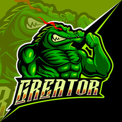 alligator strong angry, mascot esports logo vector illustration for gaming and streamer