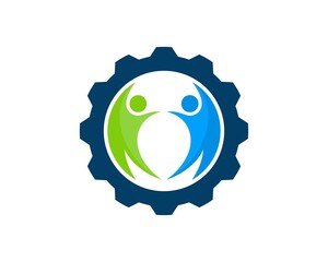 Mechanical gear with twin people inside