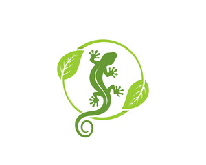 Gecko with nature leaf surrounding