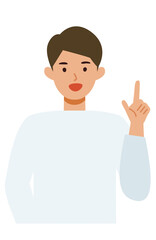 Man cartoon character. People face profiles avatars and icons. Close up image of pointing man.