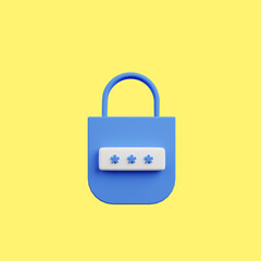 3d illustration of security concept padlock and password