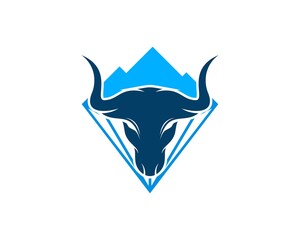 Mountain with diamond and bull head inside