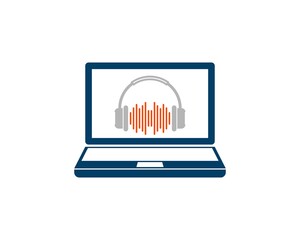 Technological laptop with headphone and music bar