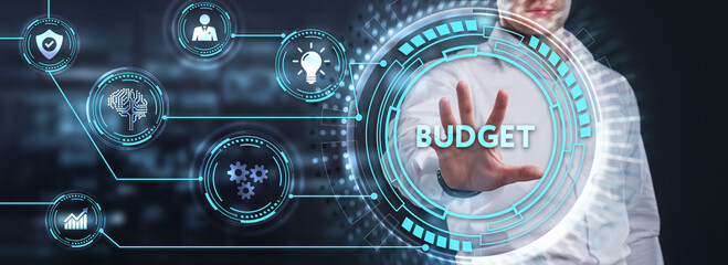 Budget planning business finance concept on virtual screen interface. Business, technology, internet and networking concept.