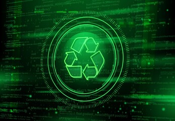 Obraz premium Recycling of digital data waste, digital detox. Rubbish, trash and garbage cleaning, vector background. Recycle icon for digital electronic future technology of computer and internet user data waste