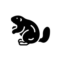 Black solid icon for beaver