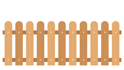 Orange wooden fence isolated on white background with parallel plank old. Vector illustration