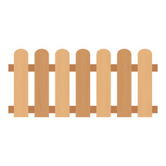 Orange wooden fence isolated on white background with parallel plank old. Vector illustration