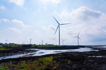 wind turbines in the sea