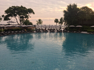 pool at sunset