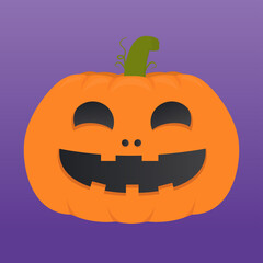 Halloween Pumpkin on purple background. Vector illustration