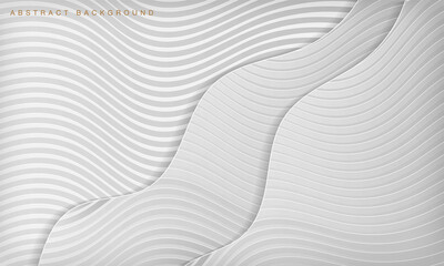White wave curve papercut layer background. Modern design banner template.