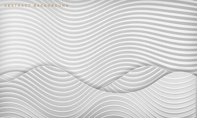 Naklejka na ściany i meble White wave curve papercut layer background. Modern design banner template.
