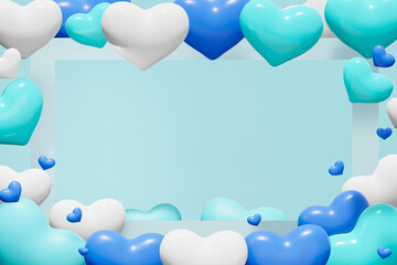 青系ハートのフレーム（男性用プレゼントのイメージ）