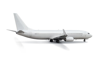 Modern airplane on white background