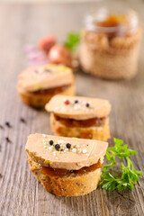 christmas canape with foie gras and onion