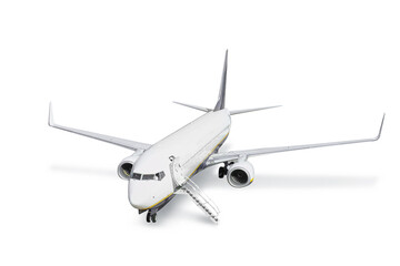 Modern airplane on white background