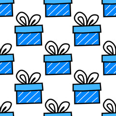 christmas present. Christmas tree decoration - seamless vector color background. New Year and winter holiday