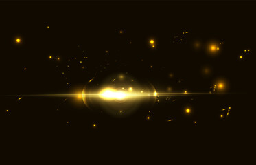 Glow effect with many particles shimmering on a black background. Vector