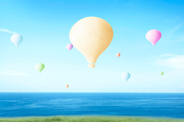 Fototapeta premium Colorful air balloon flying