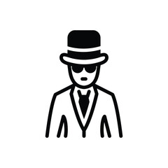 Black solid icon for spy agent