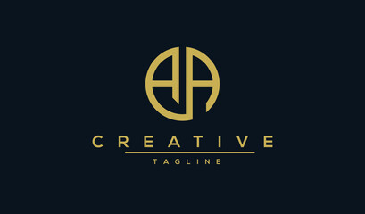 AA initial letters circle elegant logo golden Badge vector