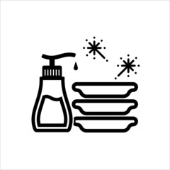 Dish Cleaning Icon, Dish Washing