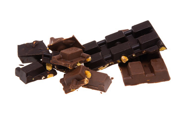 chocolate with nuts isolated