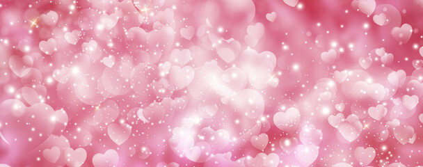 Abstract heart pink light or bokeh background. Valentine Day concept