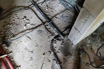 interior construction building site and electrical installation