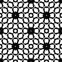 Flower geometric pattern. Seamless vector background. White and black ornament. Ornament for fabric, wallpaper, packaging. 

Decorative print.
