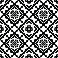 Flower geometric pattern. Seamless vector background. White and black ornament. Ornament for fabric, wallpaper, packaging. 

Decorative print.
