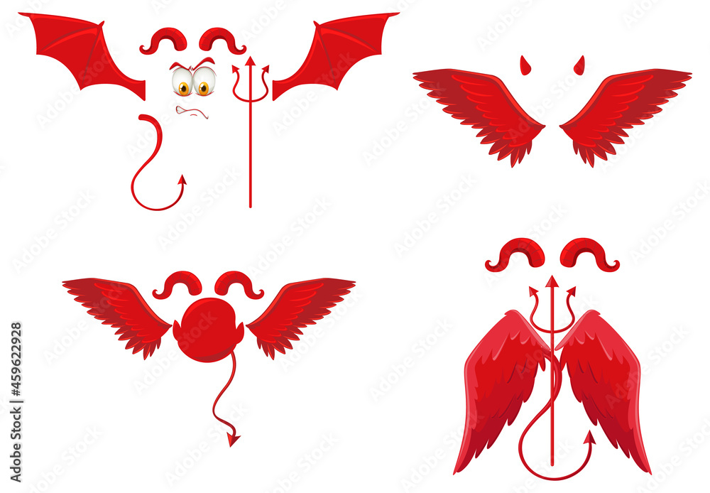 Sticker Set of devil and angel object decor