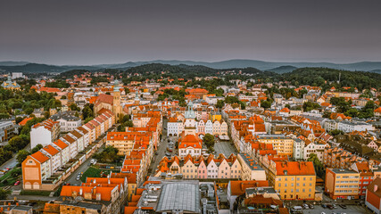 Old Town of Jelenia Góra, Plac Ratuszowy, Poland - aerial view