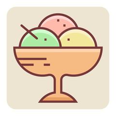 Filled color outline icon for ice cream cup.