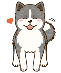 懐く秋田犬（虎毛）