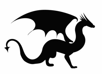 black silhouette dragon vector isolated