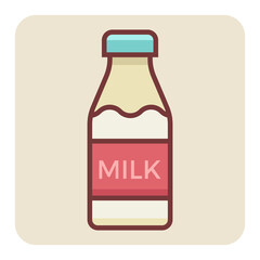 Filled color outline icon for milk bottle.