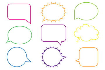 Colored speech dialogue set. Communication concept. Hand drawn sketch. Banner design. Vector illustration. Stock image. 