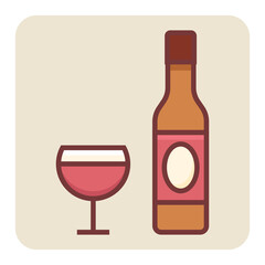 Filled color outline icon for wine bottle.