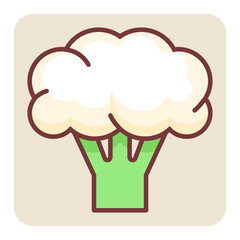 Filled color outline icon for cauliflower.